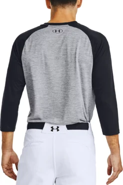 Under Armour Men's Utility 3/4 Sleeve Shirt -BaseBalls Shop 1358776 035 CharcoalHthrGreyBlack MODBCK