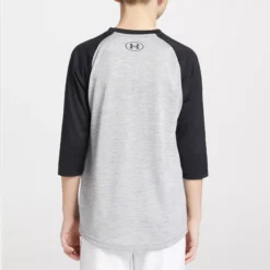 Under Armour Boys' Utility 3/4 Sleeve Shirt -BaseBalls Shop 1358788 038 GREYNAVY MODBCK