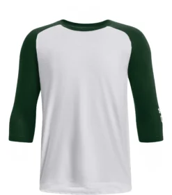Under Armour Youth Classic 3/4 Sleeve Baseball Shirt -BaseBalls Shop 1375661 301 WhiteForestGreen FRT