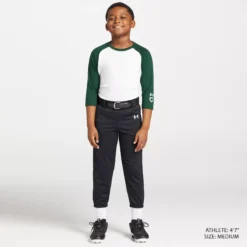 Under Armour Youth Classic 3/4 Sleeve Baseball Shirt -BaseBalls Shop 1375661 301 WhiteForestGreen MODSTLAD