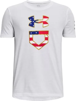 Under Armour Boys' Freedom Icon Baseball T-Shirt -BaseBalls Shop 1377688 100 WhiteModGray FRT