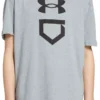 Under Armour Boys' Baseball Plate T-Shirt 1 Under Armour Boys' Baseball Plate T-Shirt -BaseBalls Shop 22UARBBPLTSSTFW22BBA Steel Light Heather Black