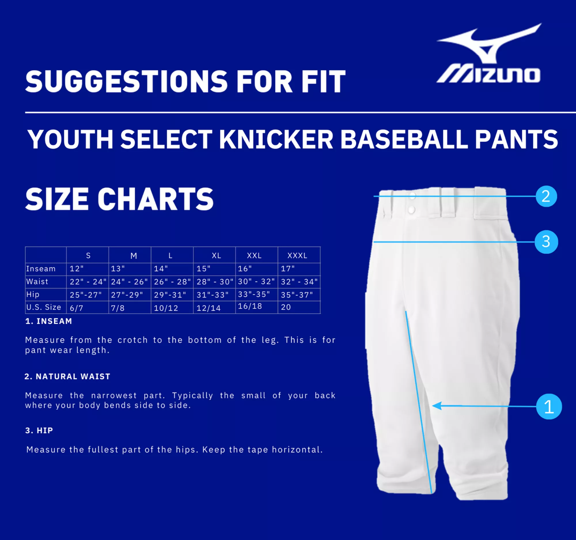 Mizuno Boys' Select Knicker Baseball Pants 4 Mizuno Boys' Select Knicker Baseball Pants - Image 2