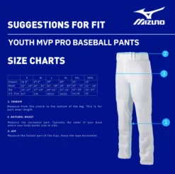 Mizuno Boys' MVP Pro Baseball Pants -BaseBalls Shop 350593 White DET alt1