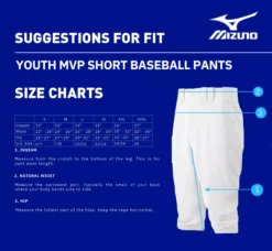 Mizuno Youth MVP Short Baseball Pant -BaseBalls Shop 350698 Grey DET