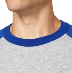 Adidas Men's Triple Stripe ¾ Sleeve Heather Baseball Shirt -BaseBalls Shop BBA00104H BlueSurf DET alt1