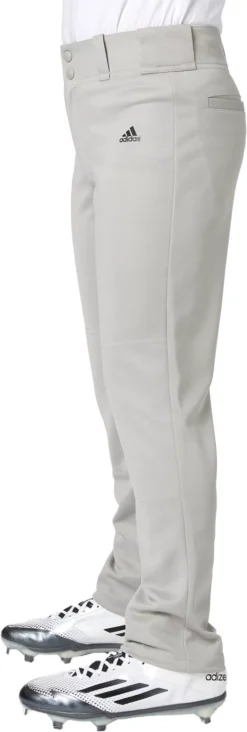 Adidas Boys' Triple Stripe Open Bottom Baseball Pants -BaseBalls Shop BBA12016 SS GreyBaseball SDE