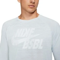 Nike Men's Velocity Legend 3/4 Sleeve Baseball Top -BaseBalls Shop BQ9767 043 Platinum MODDET
