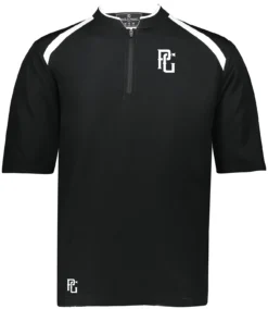 Perfect Game Men's Clubhouse Short Sleeve Pullover -BaseBalls Shop PGW581 B422XL BlackWhite FRT